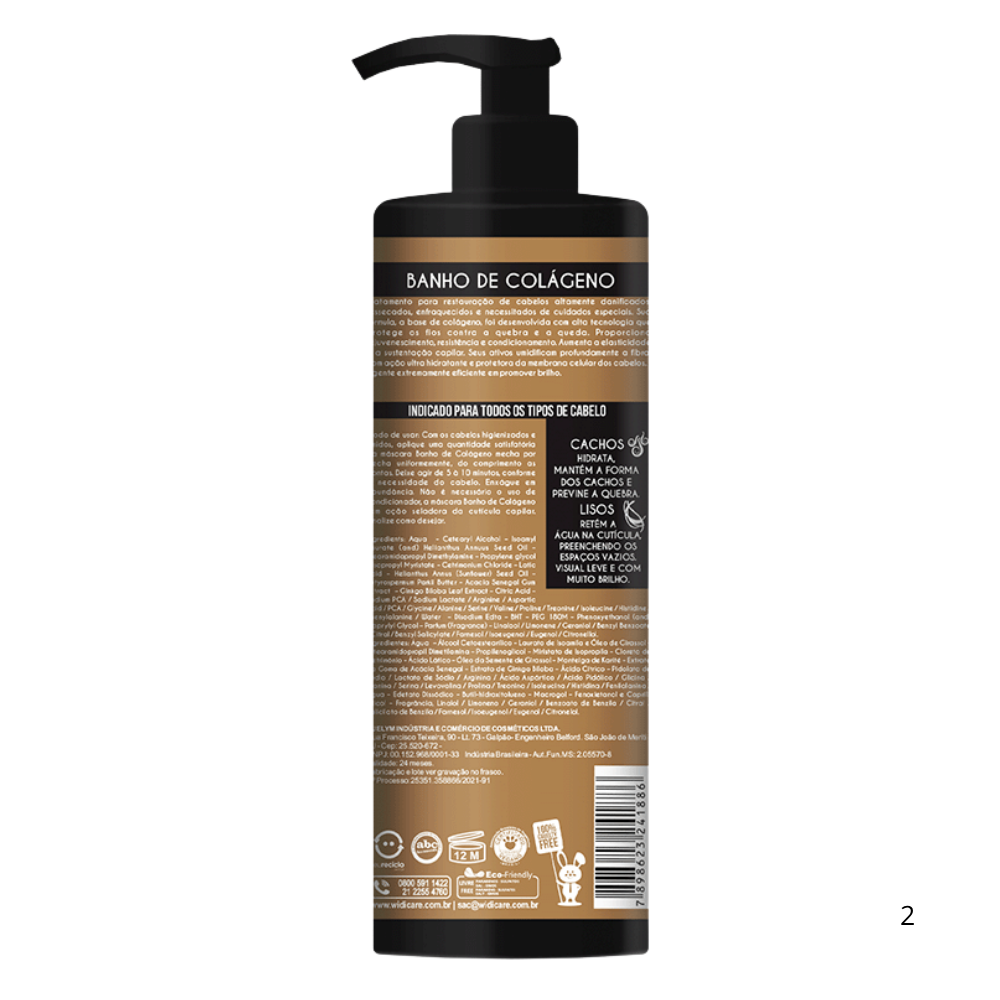 Máscara Banho de Colagénio 280 ml Widi Care para cabelo
