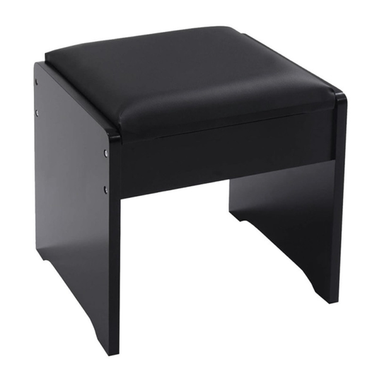 Banco de Touca em Pele Sintetico Preto / Vanity Stool PU Leather Black