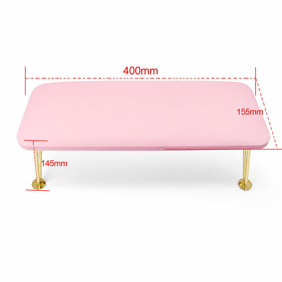 Apoio de braço para manicure rosa e dourado, almofada para nail art e estúdio de unhas