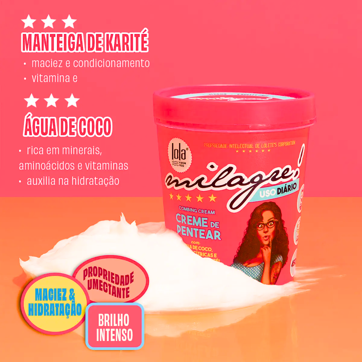 Lola Milagre creme de pentear 450 g para cabelo