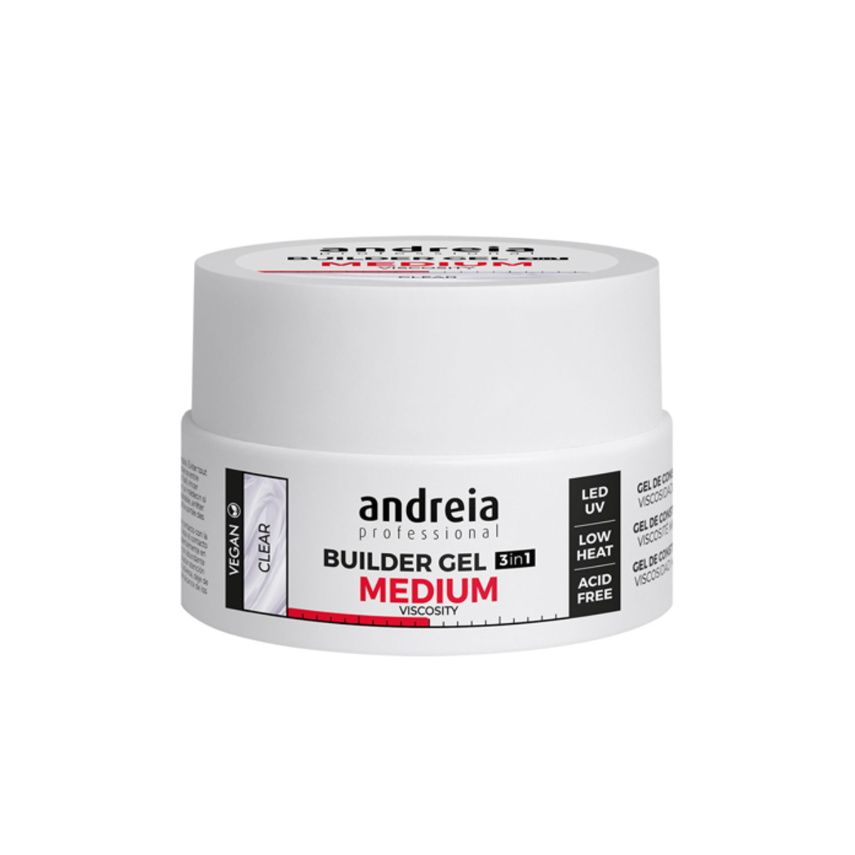 Builder gel de média viscosidade transparente 22 g Andreia para unhas de gel