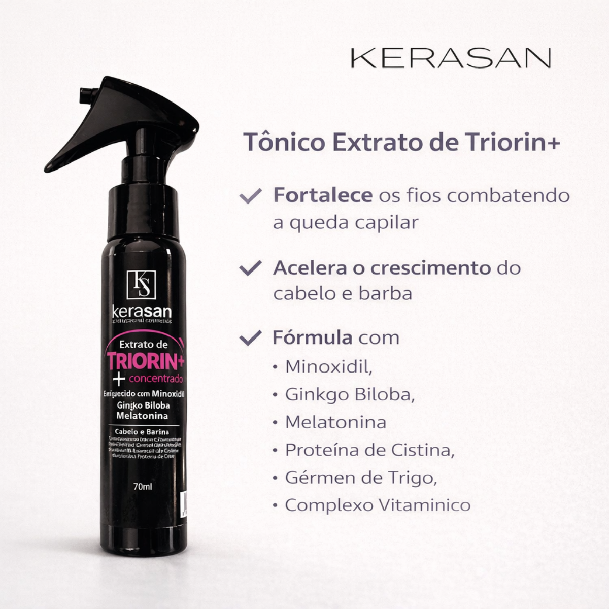 Kerasan Triorin tónico com minoxidil e biotina para cabelo e barba 100 ml
