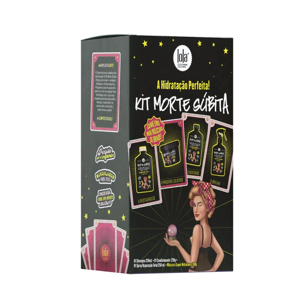 Lola kit Morte Súbita com shampoo, condicionador, spray e máscara para cabelo