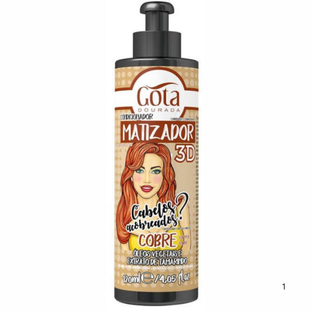 Matizador 3D Cobre 120 ml Gota Dourada para cabelo