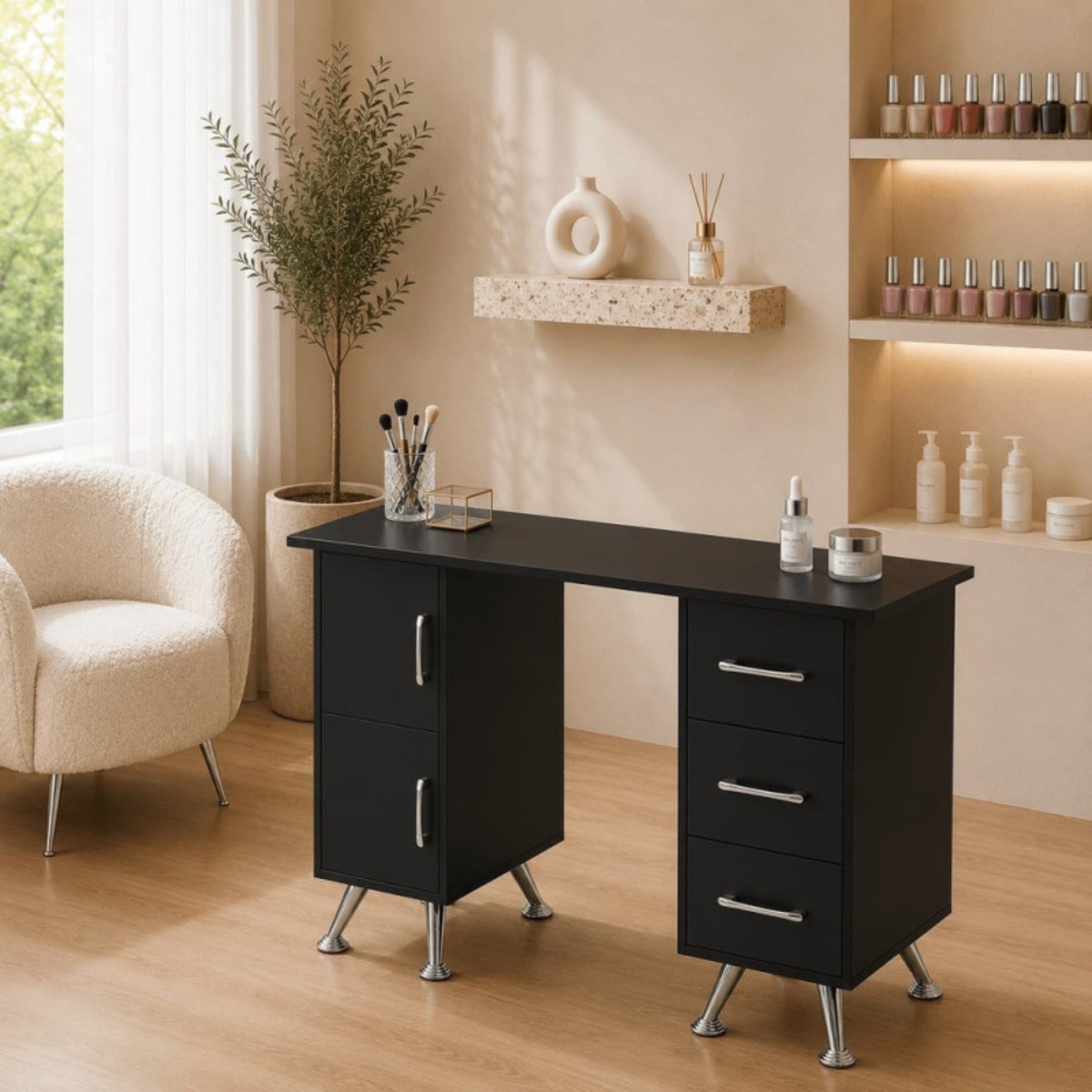 120 cm Manicure Table with Drawers for Studio & Office