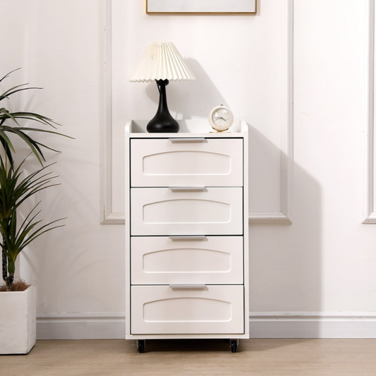 Carrinho Organizador com 4 Gavetas e Rodas para Estética e Casa Móvel Auxiliar de Arrumação Branco 41×73×79,5 cm