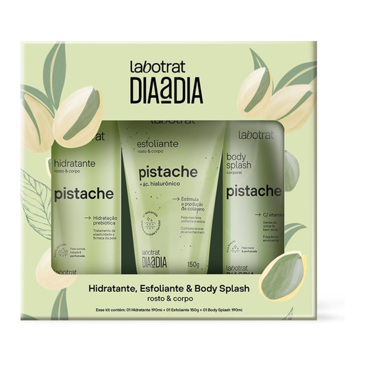 Labotrat pack Pistache com hidratante, esfoliante e body splash para o corpo