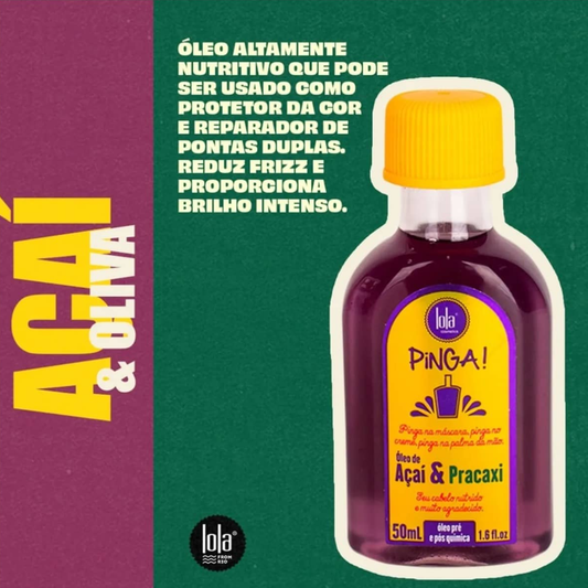 Lola Pinga Açaí e Pracaxi óleo 50 ml para cabelo