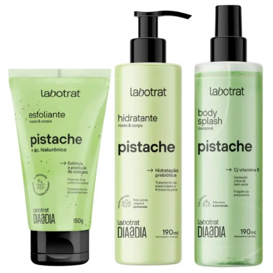 Labotrat pack Pistache com hidratante, esfoliante e body splash para o corpo