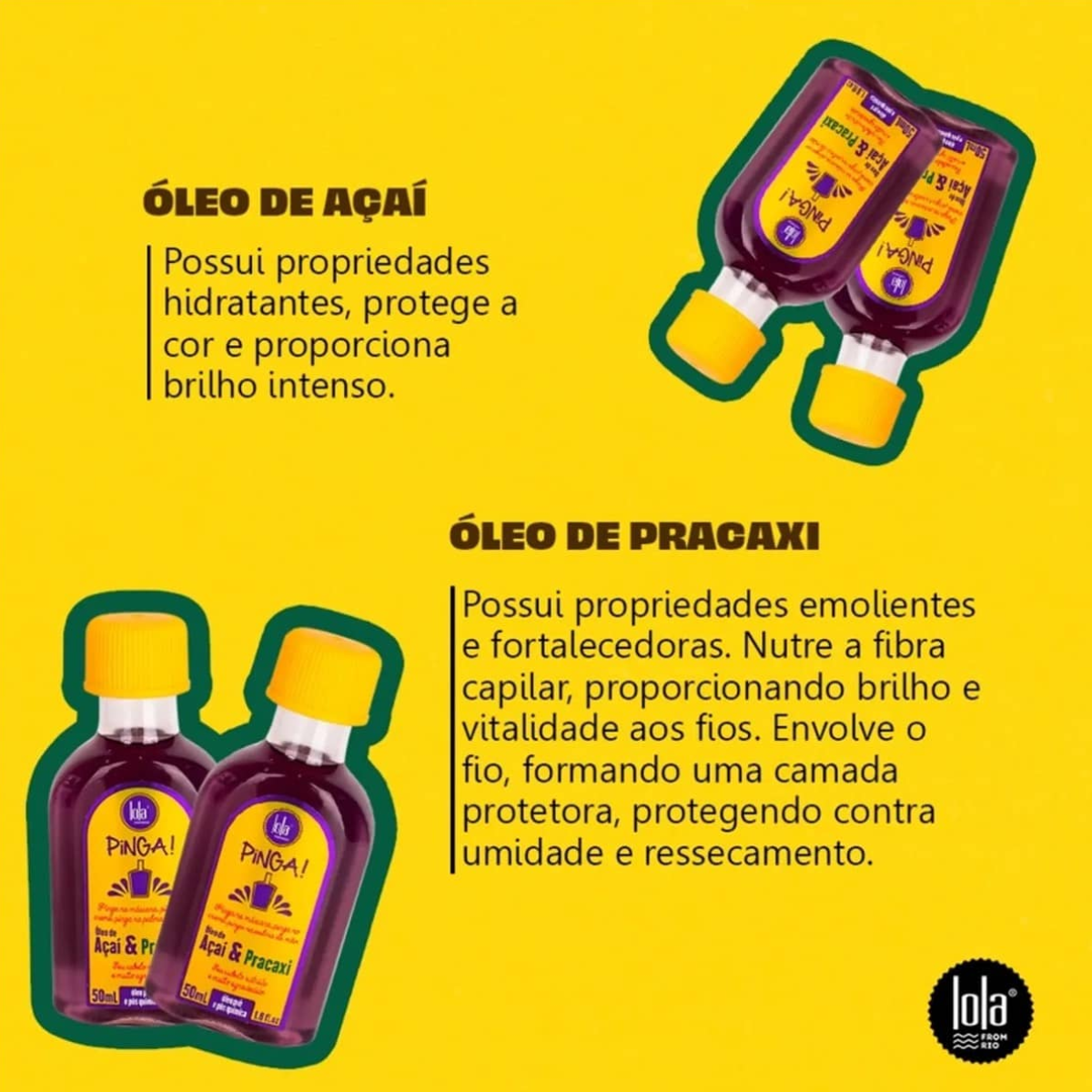 Lola Pinga Açaí e Pracaxi óleo 50 ml para cabelo