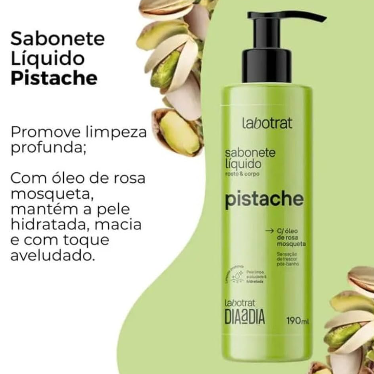 Labotrat sabonete líquido Pistache Dia a Dia 190 ml para o corpo
