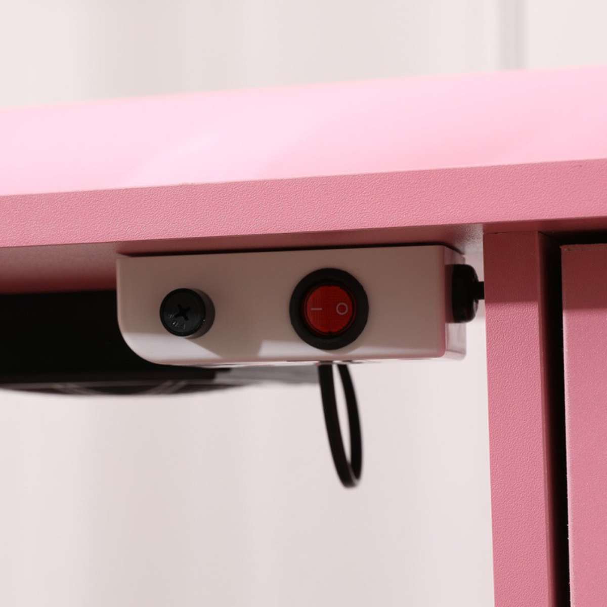 Mesa de manicure 120 cm rosa e prata com aspirador de pó embutido e almofada de apoio