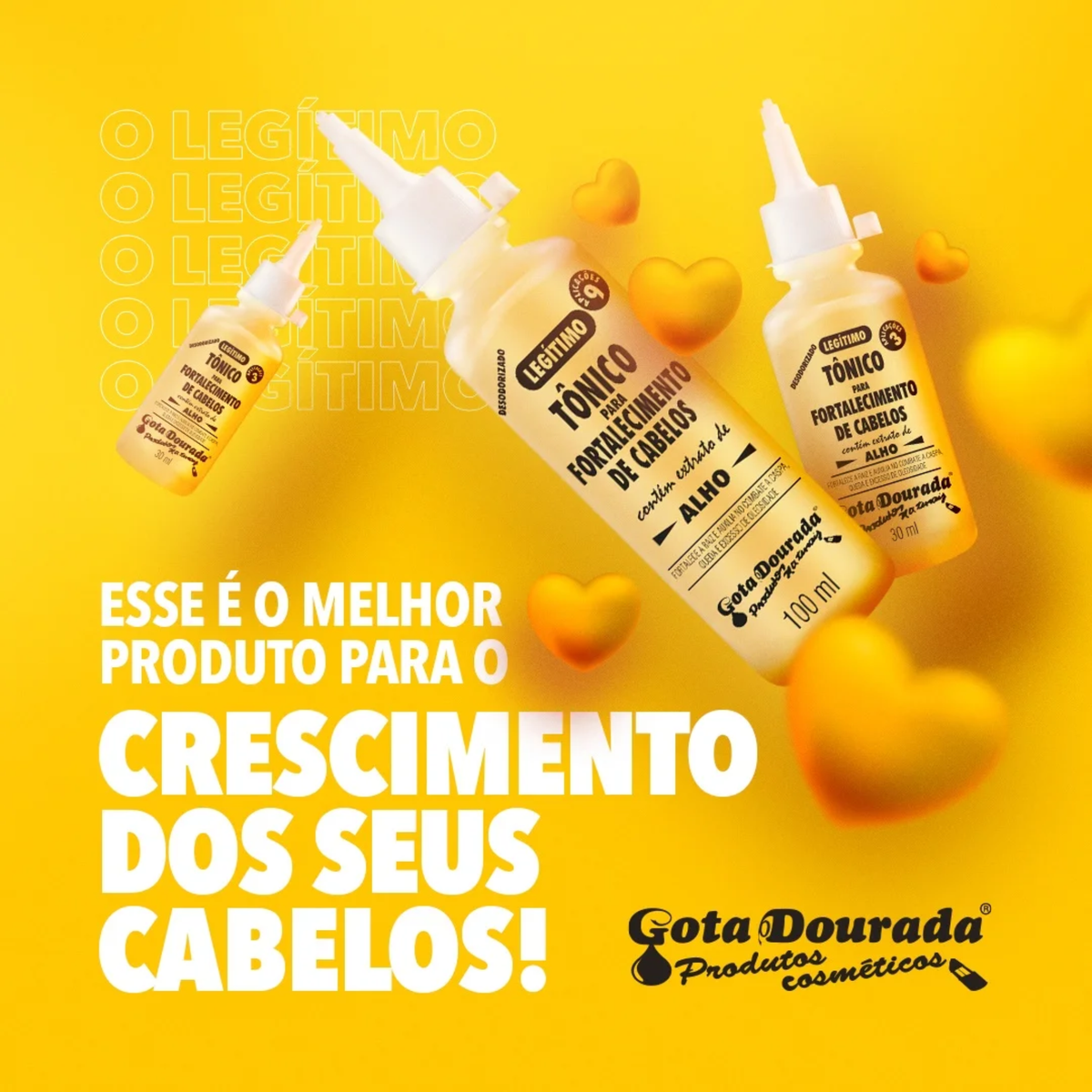Gota Dourada tónico fortalecimento com alho 100 ml para o couro cabeludo