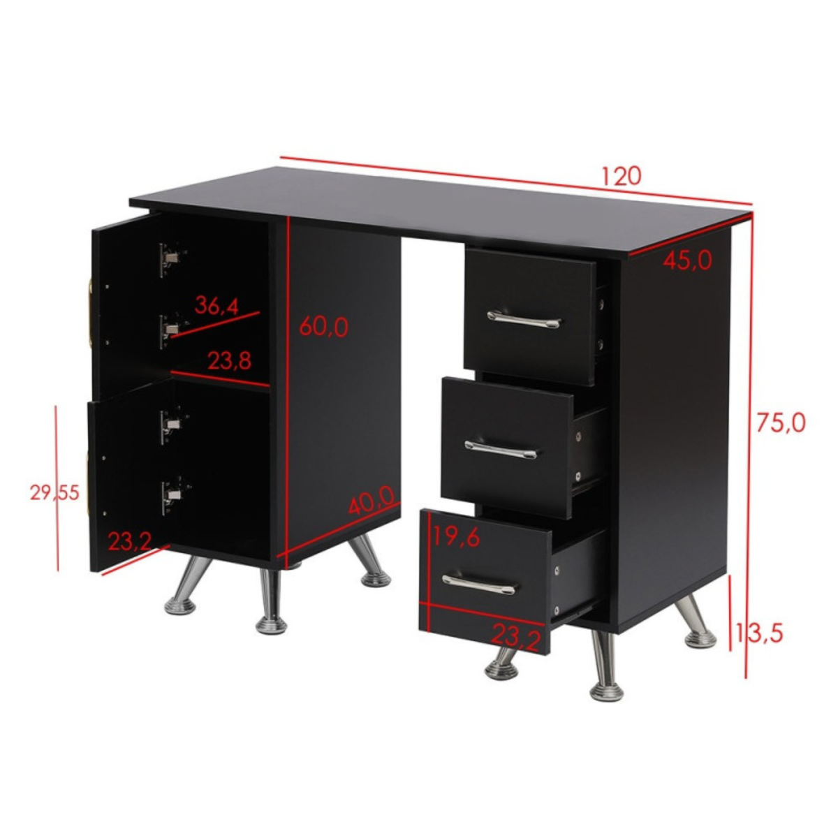 120 cm Manicure Table with Drawers for Studio & Office